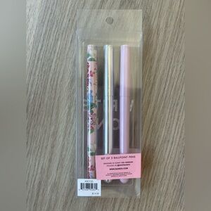 ban.do Write On Black Ink Pen Set of 3, Plastic Ballpoint Pens with Clips
